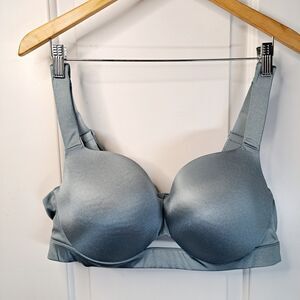 Cacique Lane Bryant Lightly Lined Balconette Mesh Underwire Bra Blue Silver 42D